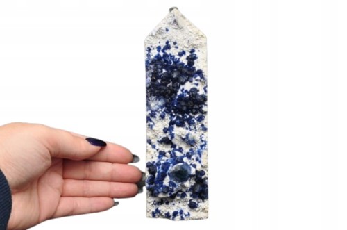 * FLUORYT NA KWARCU CHINY DUŻY OBELISK WIEŻA SUROWE NIEBIESKIE KRYSZTAŁY 13