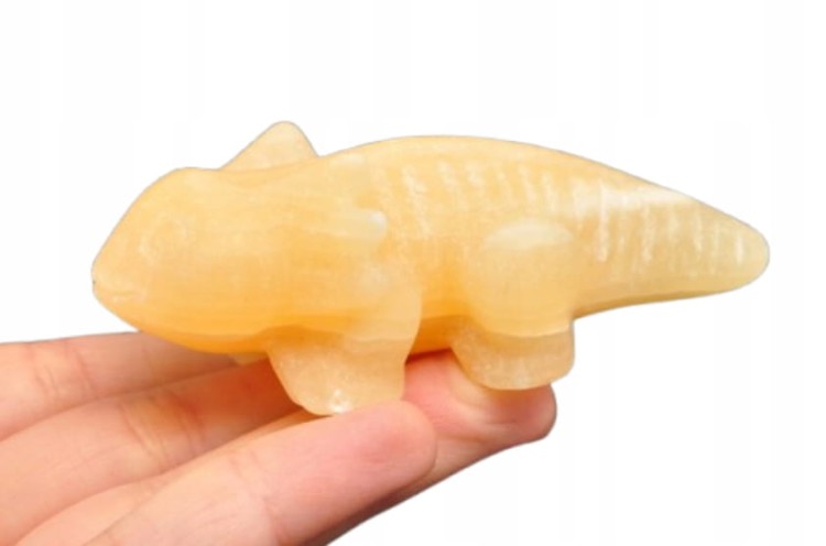 * KALCYT ŻÓŁTY FIGURKA AKSOLOTL AMBYSTOMA MEKSYKAŃSKA PIĘKNY OKAZ NR 3 *