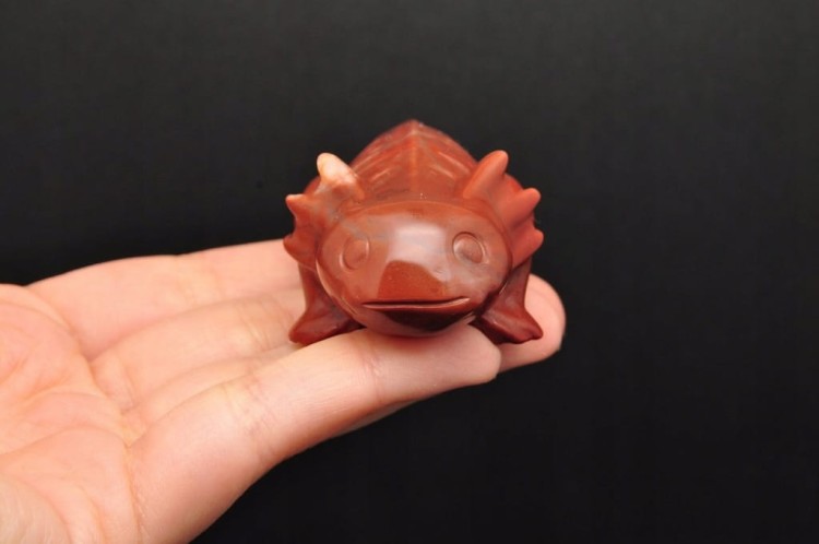 * JASPIS CZERWONY ŚLICZNA FIGURKA AKSOLOTL AMBYSTOMA MEKSYKAŃSKA NR 6 *