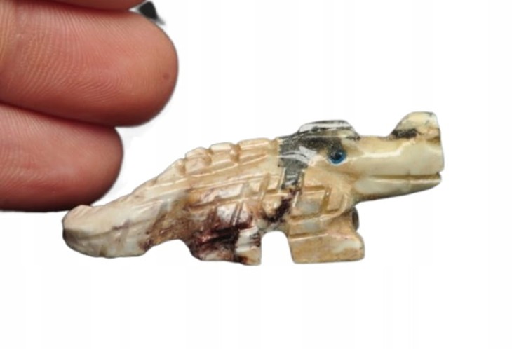 * STEATYT KAMIEŃ MYDLANY PERU KROKODYL NATURALNY OKAZ CIEKAWY PRZEKRÓJ 104