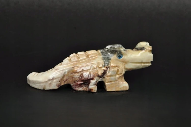 * STEATYT KAMIEŃ MYDLANY PERU KROKODYL NATURALNY OKAZ CIEKAWY PRZEKRÓJ 104