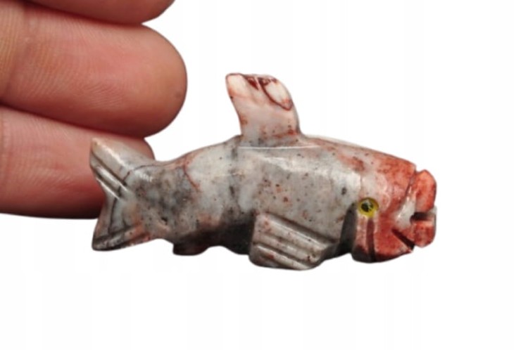 * STEATYT KAMIEŃ MYDLANY PERU RYBA WIELOKOLOROWY OKAZ NR 96 *