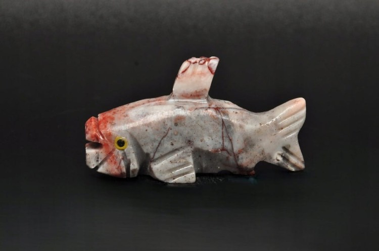 * STEATYT KAMIEŃ MYDLANY PERU RYBA WIELOKOLOROWY OKAZ NR 96 *