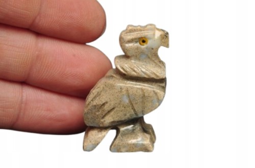 * STEATYT KAMIEŃ MYDLANY PERU FIGURKA BEŻOWY PTAK RĘKODZIEŁO NR 94 *