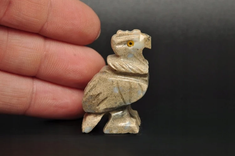 * STEATYT KAMIEŃ MYDLANY PERU FIGURKA BEŻOWY PTAK RĘKODZIEŁO NR 94 *