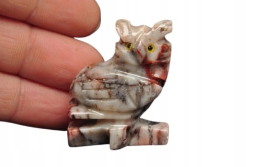 * STEATYT KAMIEŃ MYDLANY PERU SOWA ZWIERZE PIĘKNA FIGURKA Z MINERAŁU NR 81