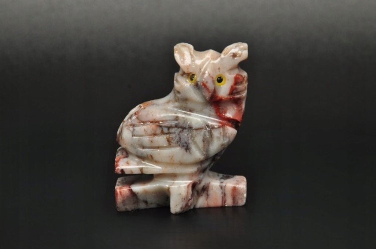 * STEATYT KAMIEŃ MYDLANY PERU SOWA ZWIERZE PIĘKNA FIGURKA Z MINERAŁU NR 81