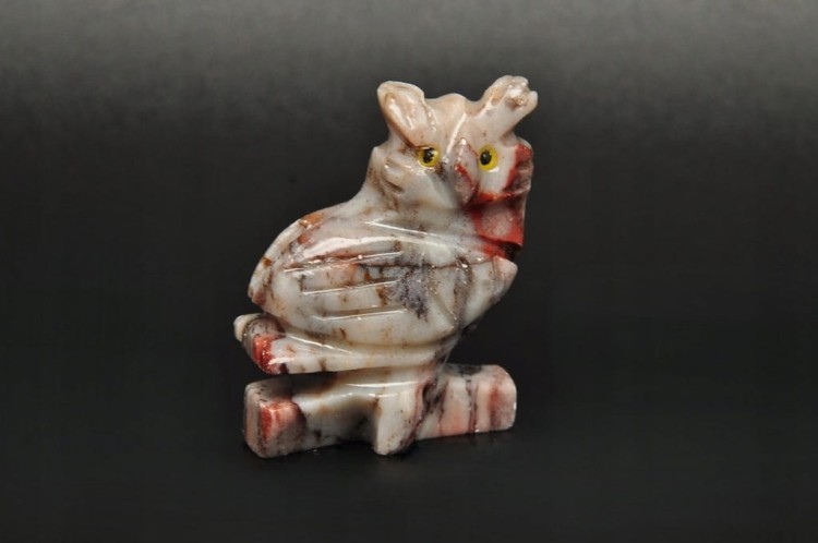 * STEATYT KAMIEŃ MYDLANY PERU SOWA ZWIERZE PIĘKNA FIGURKA Z MINERAŁU NR 81