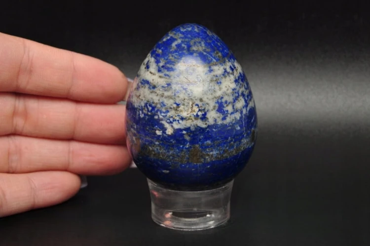 * LAPIS LAZULI AFGANISTAN JAJKO ŚLICZNE DROBINKI ZŁOTY PIRYT MINERAŁ EGG51