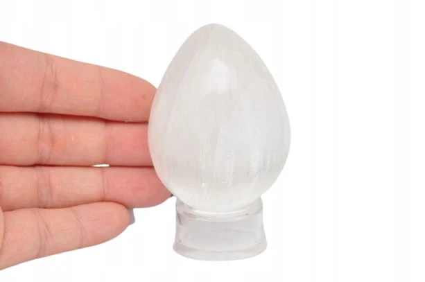 * SELENIT GIPS MAROKO JAJKO POLEROWANY SZLIFOWANY MINERAŁ NR EGG107 *