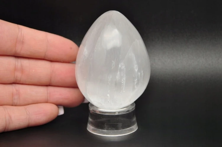 * SELENIT GIPS MAROKO JAJKO POLEROWANY SZLIFOWANY MINERAŁ NR EGG107 *