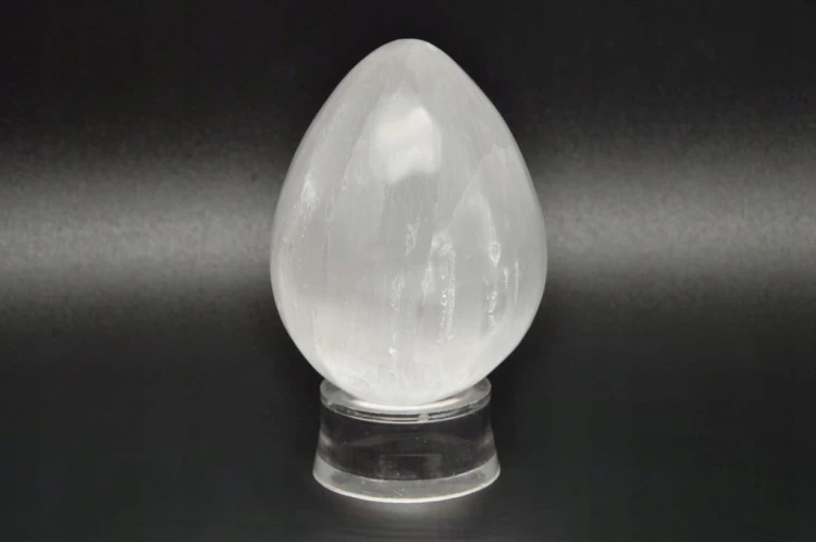* SELENIT GIPS MAROKO JAJKO POLEROWANY SZLIFOWANY MINERAŁ NR EGG107 *