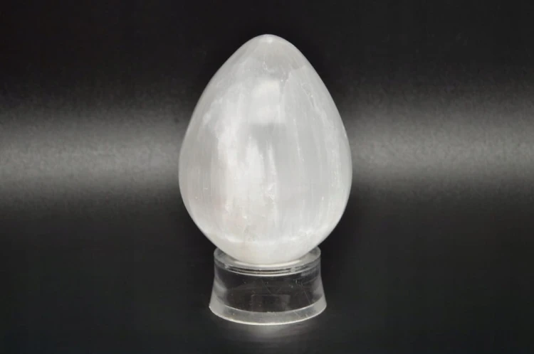 * SELENIT GIPS MAROKO JAJKO POLEROWANY SZLIFOWANY MINERAŁ NR EGG107 *