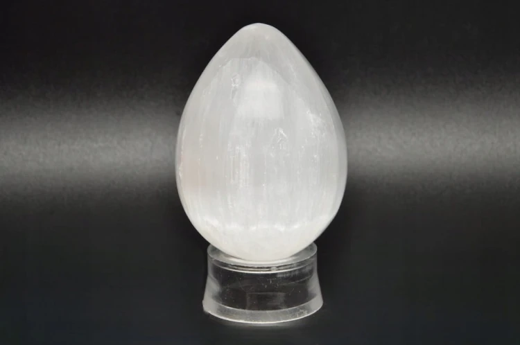 * SELENIT GIPS MAROKO JAJKO POLEROWANY SZLIFOWANY MINERAŁ NR EGG107 *