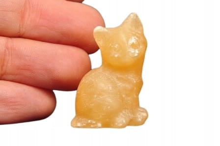* KALCYT ŻÓŁTY PIĘKNA FIGURKA KOT NATURALNY MINERAŁ NR 1 *