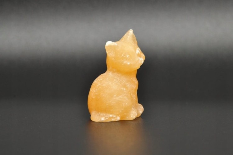 * KALCYT ŻÓŁTY PIĘKNA FIGURKA KOT NATURALNY MINERAŁ NR 1 *