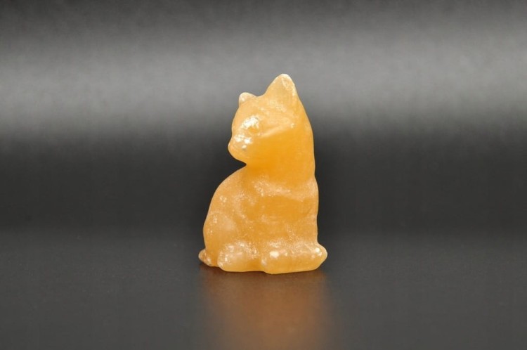 * KALCYT ŻÓŁTY PIĘKNA FIGURKA KOT NATURALNY MINERAŁ NR 1 *