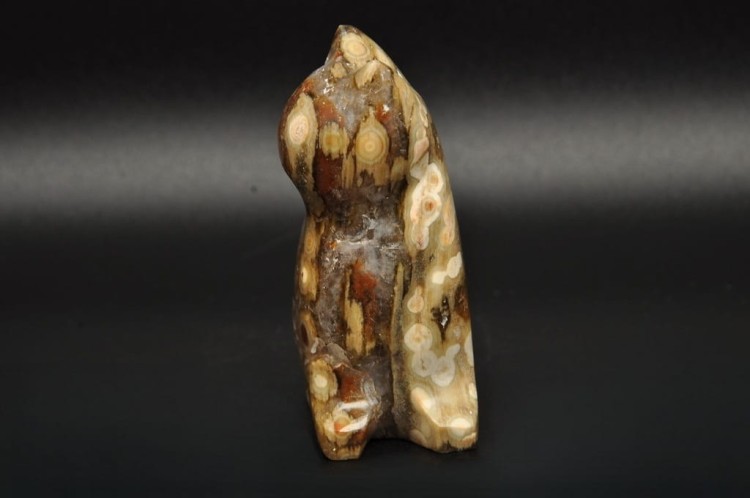 * JASPIS OCEANICZNY ORBIKULARNY KOT FIGURKA RZEŹBA DO KOLEKCJI SUPER WZÓR 3