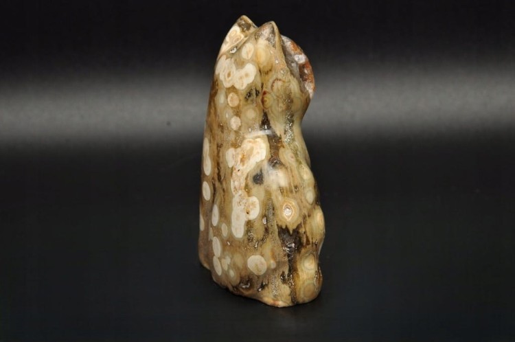 * JASPIS OCEANICZNY ORBIKULARNY KOT FIGURKA RZEŹBA DO KOLEKCJI SUPER WZÓR 3