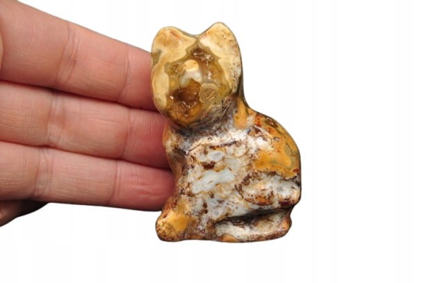 * JASPIS OCEANICZNY ORBIKULARNY KOT FIGURKA RZEŹBA MINERAŁ NATURALNY NR 2 *