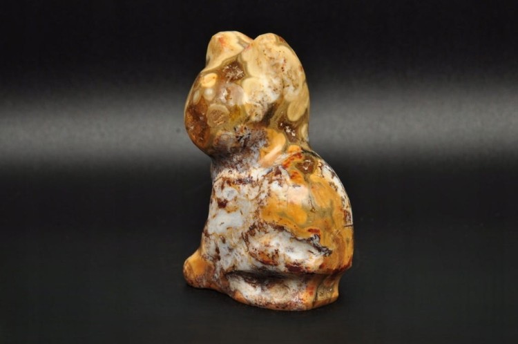 * JASPIS OCEANICZNY ORBIKULARNY KOT FIGURKA RZEŹBA MINERAŁ NATURALNY NR 2 *