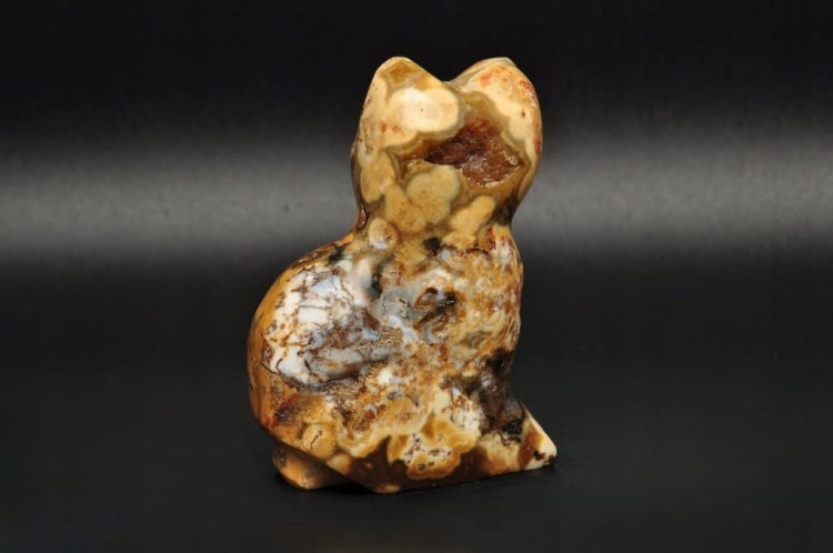 * JASPIS OCEANICZNY ORBIKULARNY KOT FIGURKA RZEŹBA MINERAŁ NATURALNY NR 2 *