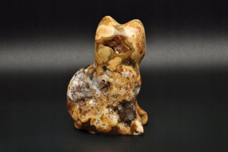* JASPIS OCEANICZNY ORBIKULARNY KOT FIGURKA RZEŹBA MINERAŁ NATURALNY NR 2 *