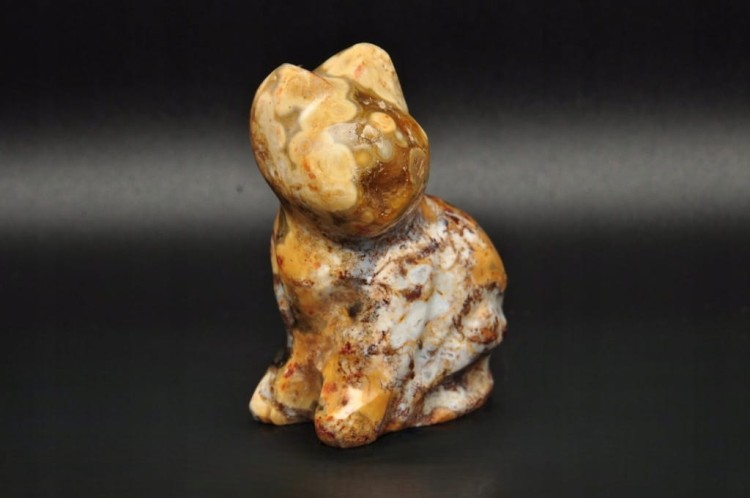 * JASPIS OCEANICZNY ORBIKULARNY KOT FIGURKA RZEŹBA MINERAŁ NATURALNY NR 2 *