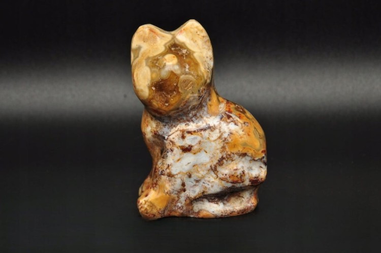 * JASPIS OCEANICZNY ORBIKULARNY KOT FIGURKA RZEŹBA MINERAŁ NATURALNY NR 2 *