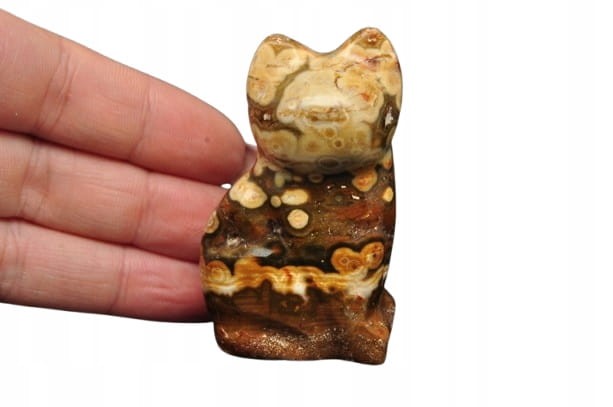 * JASPIS OCEANICZNY ORBIKULARNY SZLIFOWANY POLEROWANY KOT FIGURKA RZEŹBA 1