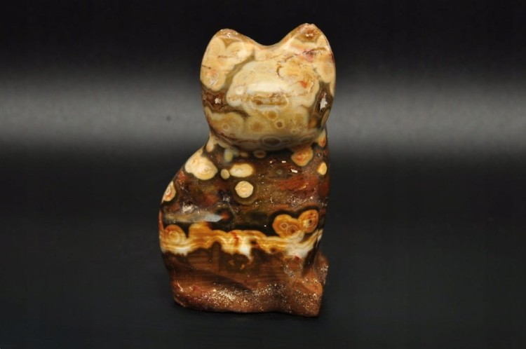 * JASPIS OCEANICZNY ORBIKULARNY SZLIFOWANY POLEROWANY KOT FIGURKA RZEŹBA 1