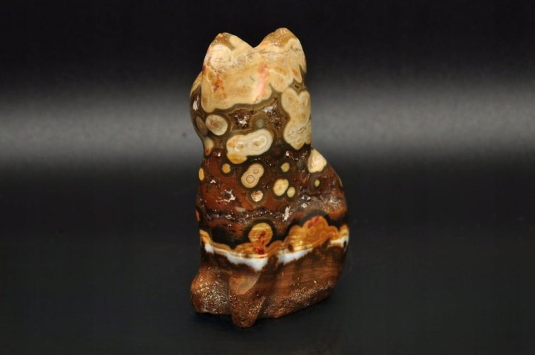 * JASPIS OCEANICZNY ORBIKULARNY SZLIFOWANY POLEROWANY KOT FIGURKA RZEŹBA 1