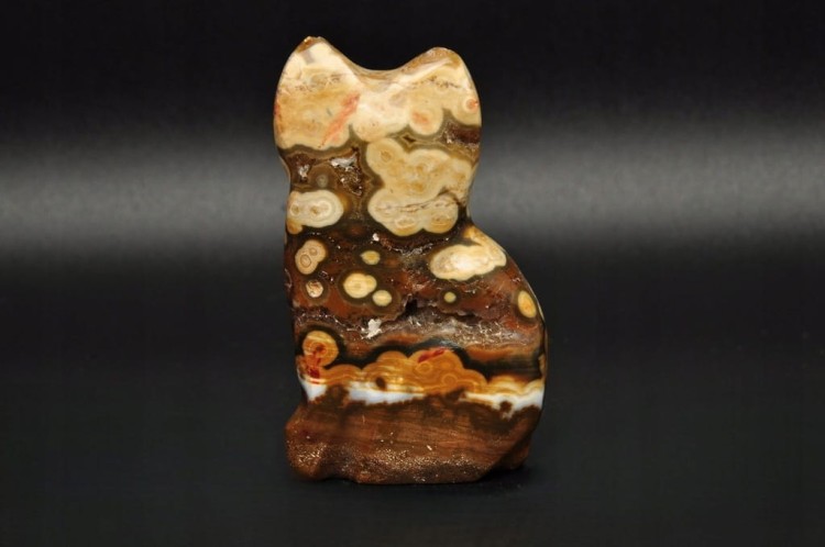 * JASPIS OCEANICZNY ORBIKULARNY SZLIFOWANY POLEROWANY KOT FIGURKA RZEŹBA 1