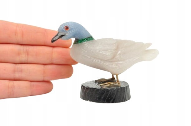 * ANGELIT KWARC DYMNY ONYKS KWARC PIĘKNA KACZKA RĘKODZIEŁO FIGURKA 2