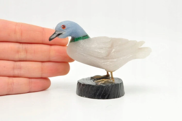 * ANGELIT KWARC DYMNY ONYKS KWARC PIĘKNA KACZKA RĘKODZIEŁO FIGURKA 2