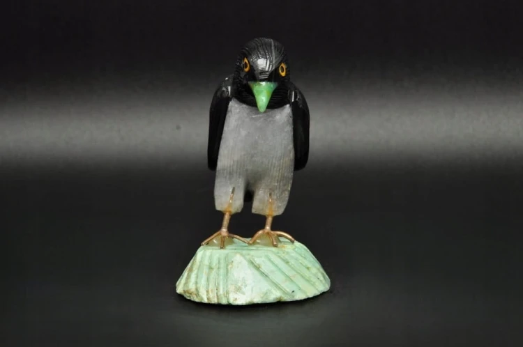 * CHRYZOPRAZ ONYKS KWARC FIGURKA PINGWIN PTAK ORYGINALNE RĘKODZIEŁO NR 3 *