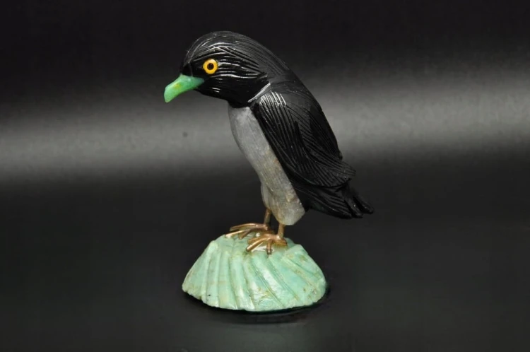 * CHRYZOPRAZ ONYKS KWARC FIGURKA PINGWIN PTAK ORYGINALNE RĘKODZIEŁO NR 3 *