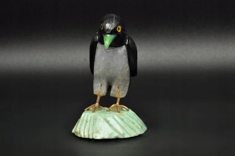 * CHRYZOPRAZ ONYKS KWARC FIGURKA PINGWIN PTAK ORYGINALNE RĘKODZIEŁO NR 3 *