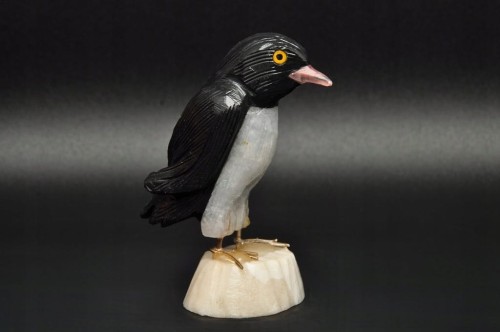 * ONYKS ARAGONIT KWARC FIGURKA RZEŹBA PINGWIN DO KOLEKCJI NR 4 *