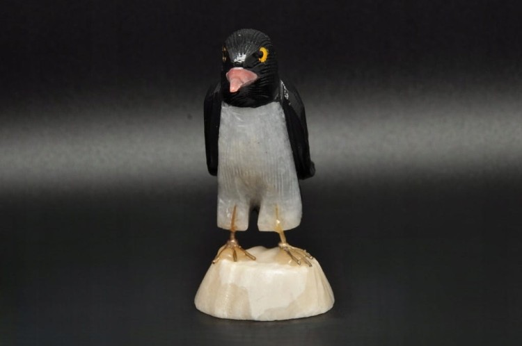 * ONYKS ARAGONIT KWARC FIGURKA RZEŹBA PINGWIN DO KOLEKCJI NR 4 *