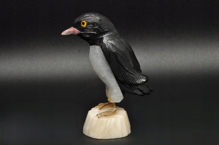 * ONYKS ARAGONIT KWARC FIGURKA RZEŹBA PINGWIN DO KOLEKCJI NR 4 *