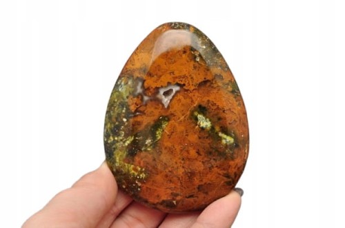 * OPAL ZIELONY PŁASKI MINERAŁ ZIELONO-BRĄZOWA BARWA SZLIFOWANY OKAZ NR 3 *
