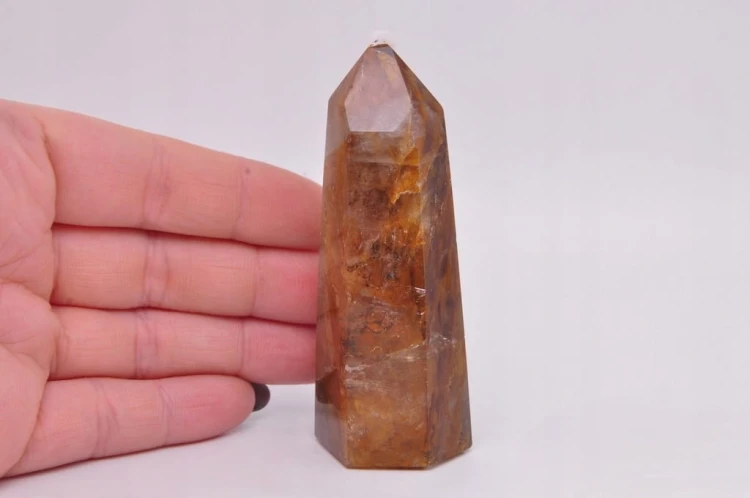 * KWARC Z LIMONITEM OBELISK WIEŻA DOSKONAŁY MINERAŁ JAKO OZDOBA NR 8 *