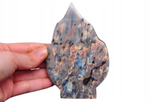 * LABRADORYT LIŚĆ STOJĄCY OKAZ ŚLICZNY KAMIEŃ NATURALNY NR 5 *