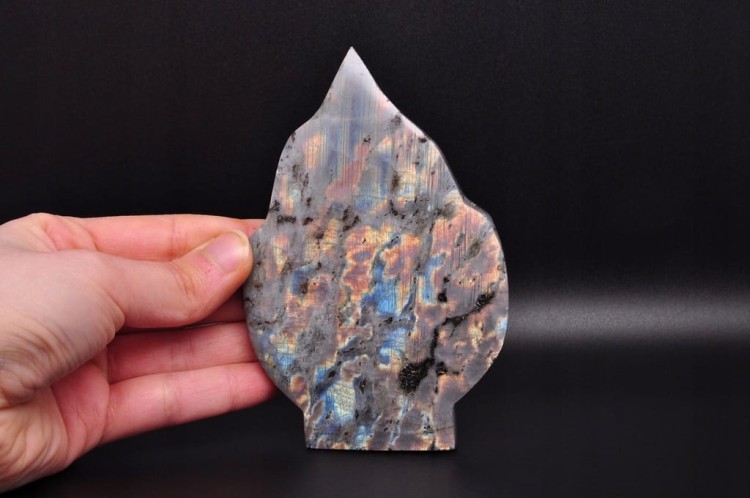 * LABRADORYT LIŚĆ STOJĄCY OKAZ ŚLICZNY KAMIEŃ NATURALNY NR 5 *