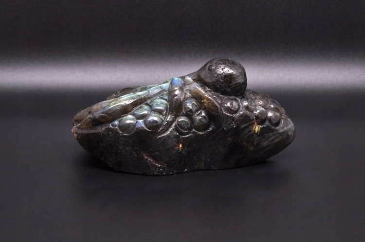 * LABRADORYT MADAGASKAR INTERESUJĄCA FIGURKA RZEŹBA OŚMIORNICA NR 7 *