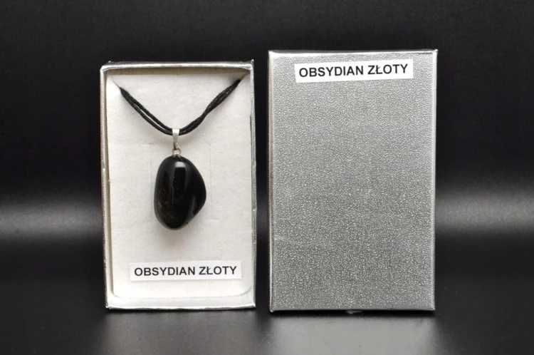 * OBSYDIAN ZŁOTY ORYGINALNA ZAWIESZKA Z PIĘKNĄ POŚWIATĄ W PUDEŁKU NR 21 *