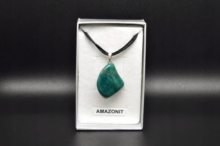 * AMAZONIT MADAGASKAR ELEGANCKA ZAWIESZKA W PUDEŁKU NA PREZENT NR 9 *