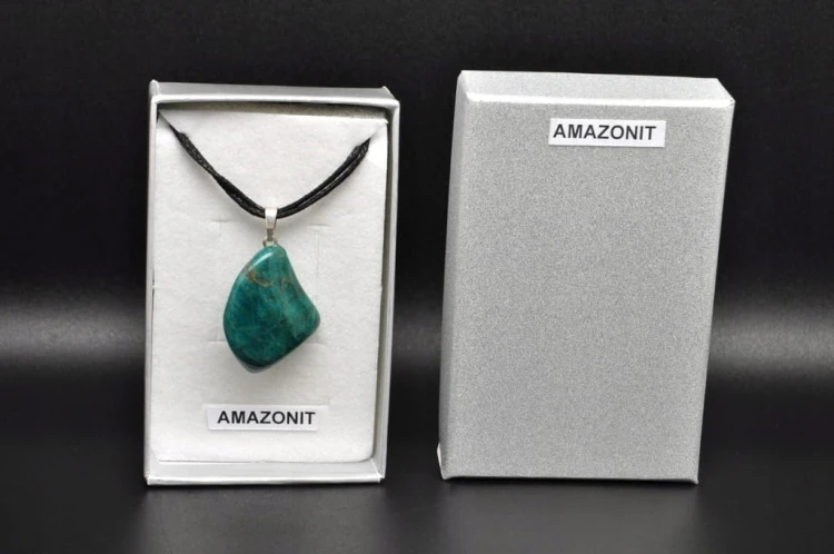 * AMAZONIT MADAGASKAR ELEGANCKA ZAWIESZKA W PUDEŁKU NA PREZENT NR 9 *