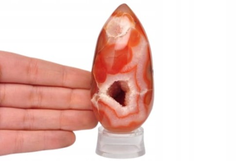 * KARNEOL MADAGASKAR WYJĄTKOWE JAJKO Z GEODĄ PIĘKNY OKAZ EGG29 *